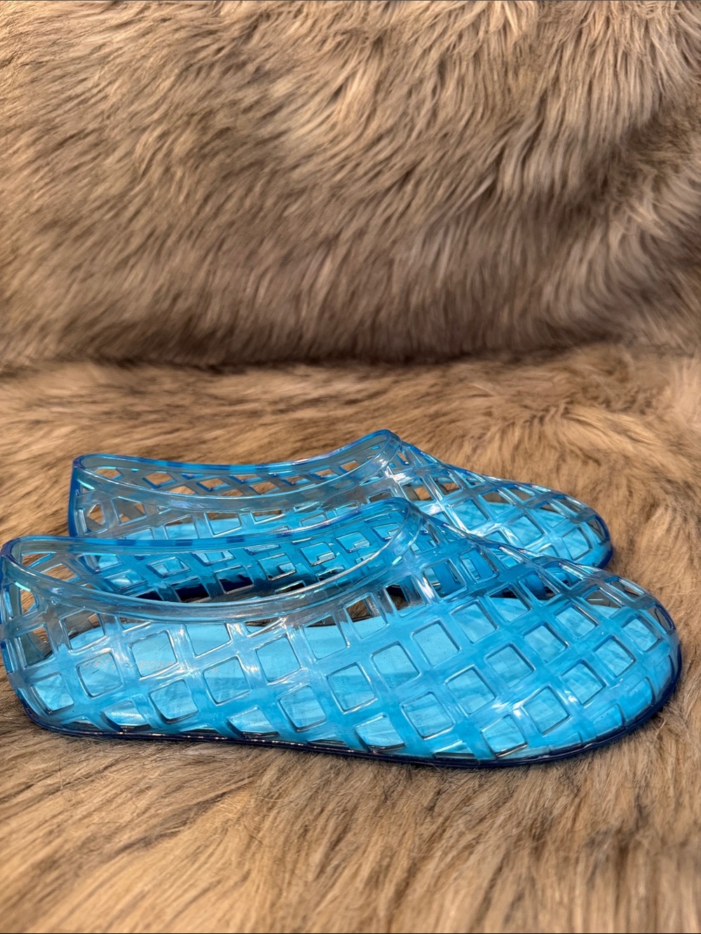 Jeffrey Campbell Women's Blue Jelly Slip-On Flats Size 9
